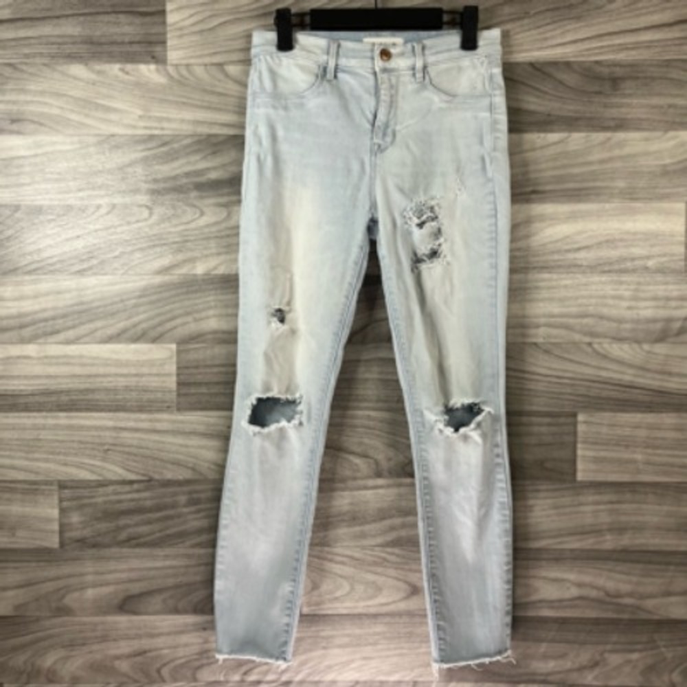 Pacsun Womens Ankle Jegging Blue Distressed Light Wash Zip Frayed Mid Rise 27